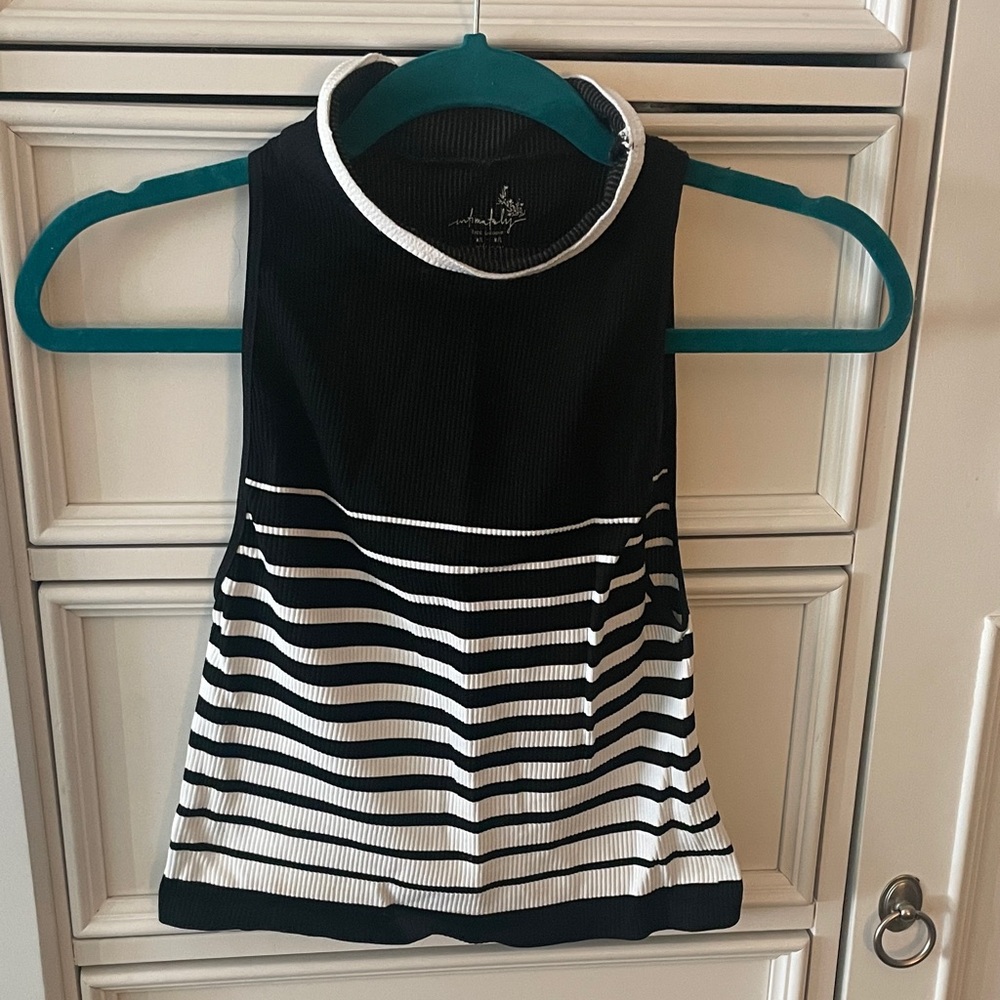 Free People Black and White Striped Top